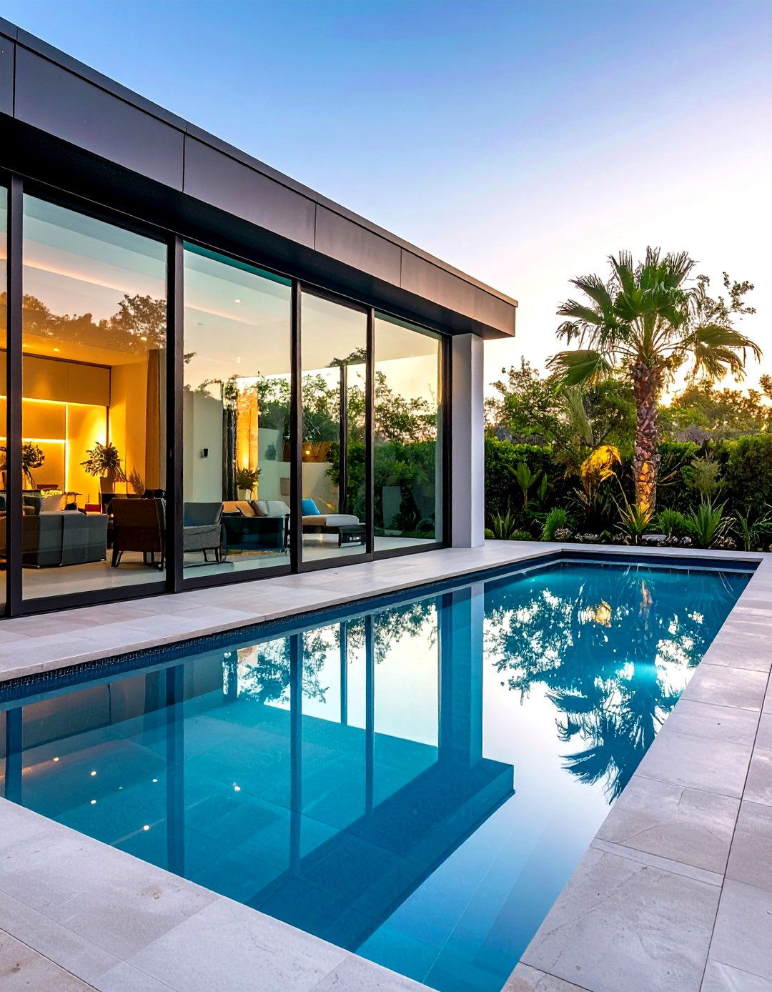 Glass Privacy Panels with Frosting - 24 Pool Privacy Ideas