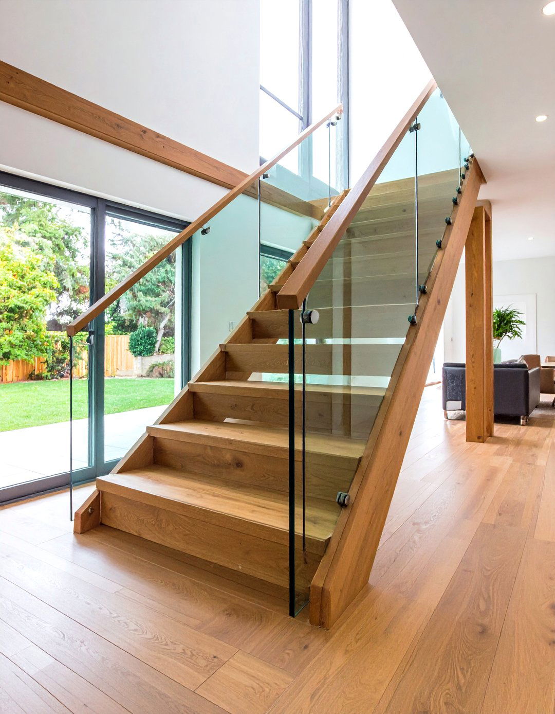 Glass Railing Wooden Staircase - 24 Wooden Staircase Ideas