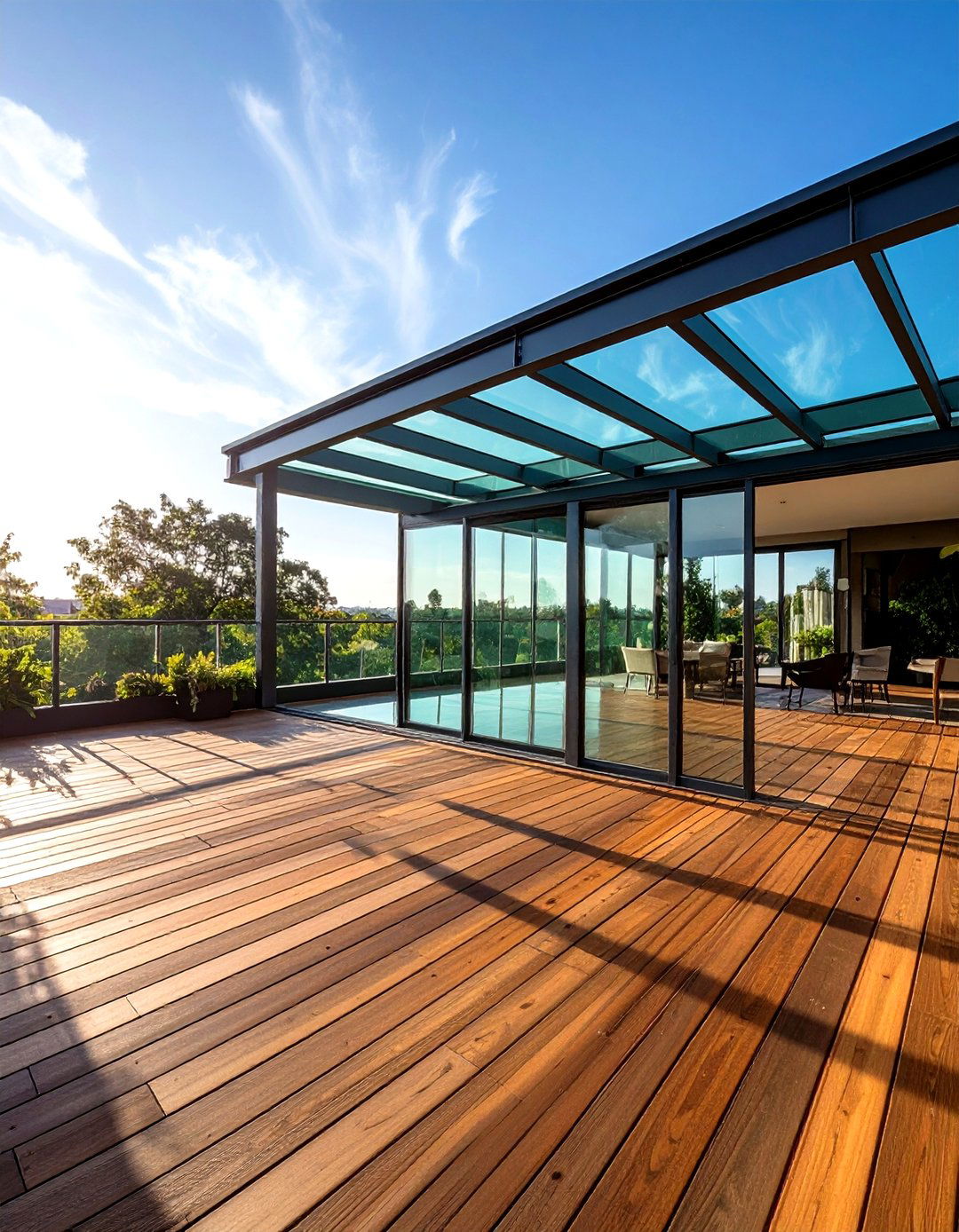 Glass Roof Deck - 24 Covered Deck Ideas