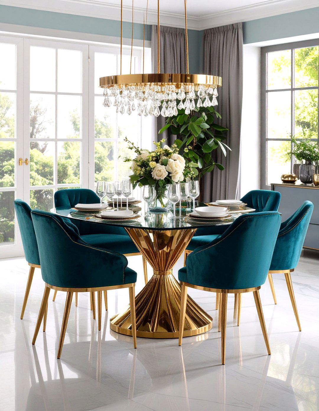 Glass Table Sophistication - 24 Glam Dining Room Ideas