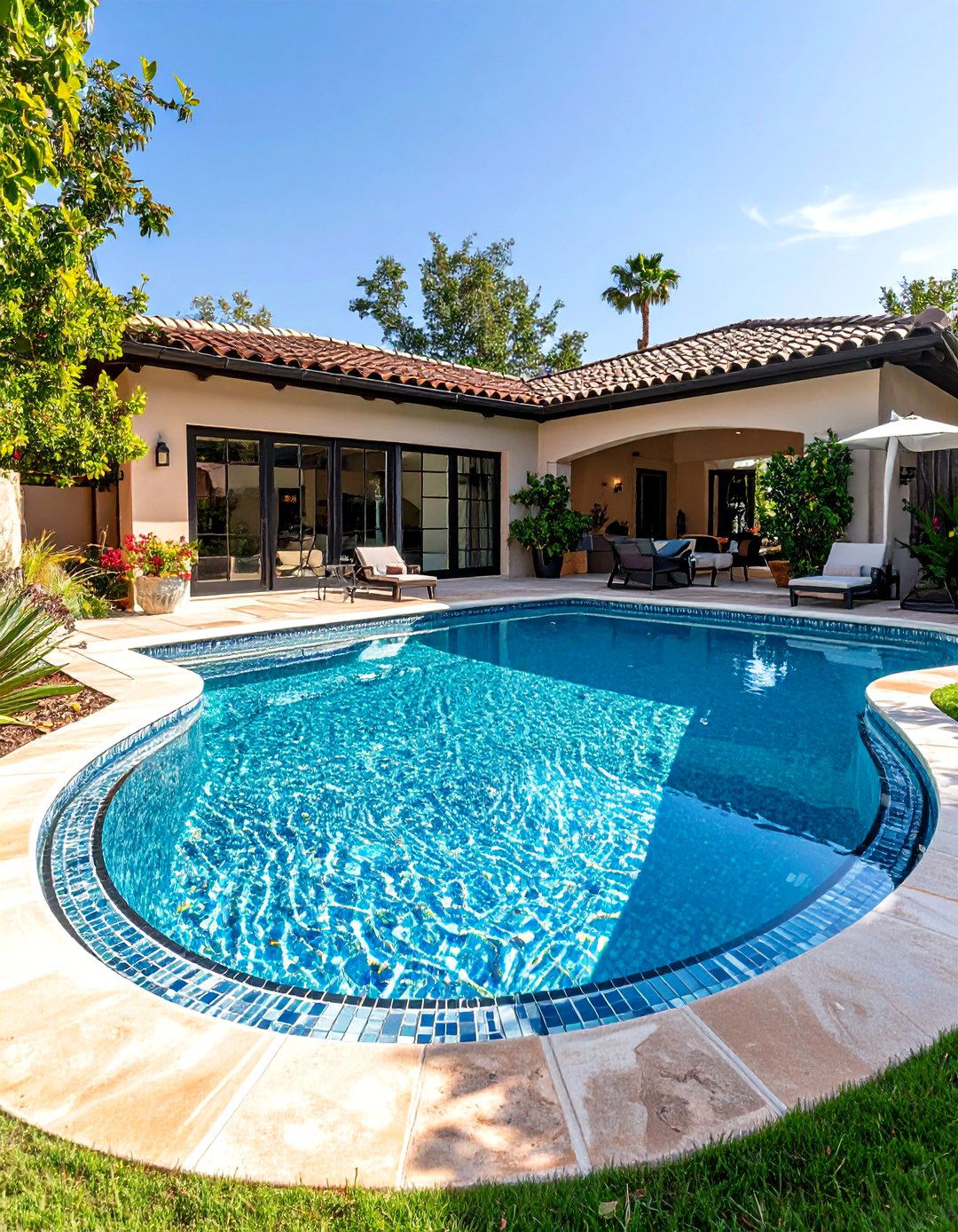 Glass Tile Mosaic Pool - 24 Backyard Pool Ideas