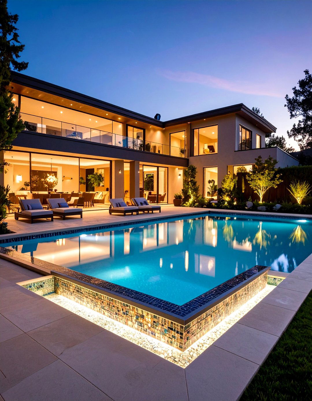 Glass Tile Mosaic Showcase Pool - 24 Small Inground Pool Ideas