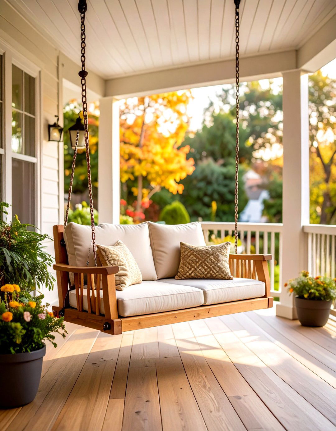 Glider Porch Swing with Ball Bearing Mechanism - 24 Front Porch Swing Ideas