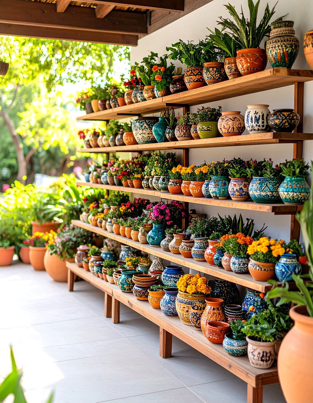 Global Artifact Display Shelving - 24 Boho Patio Ideas