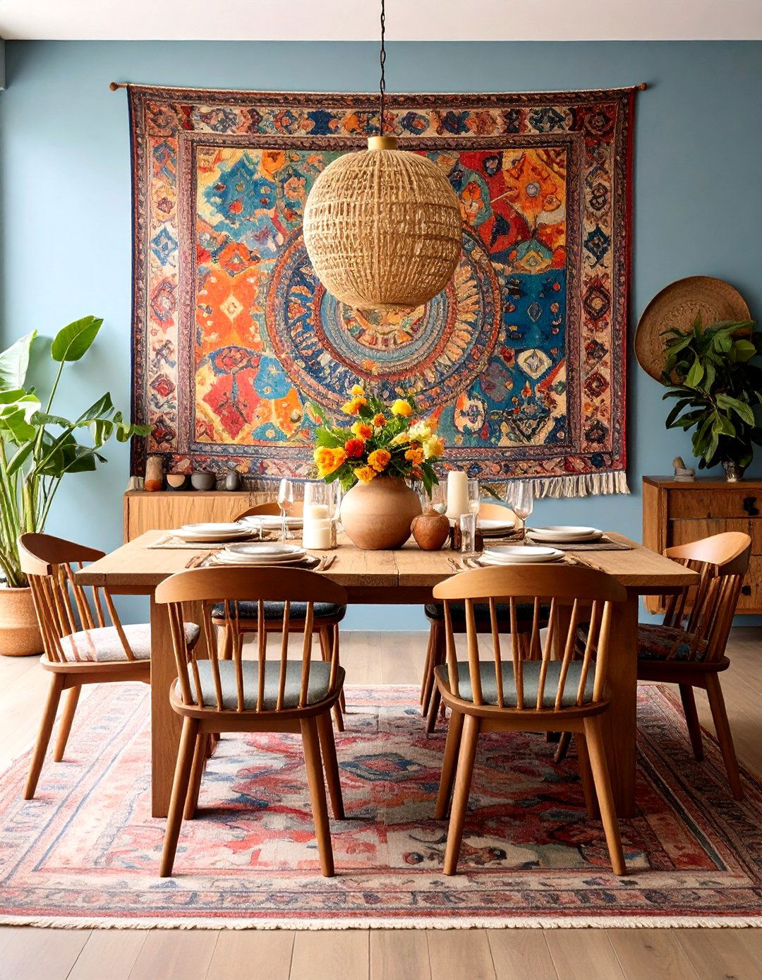 Global Tapestry Dining Room - 24 Bohemian Interior Design Ideas