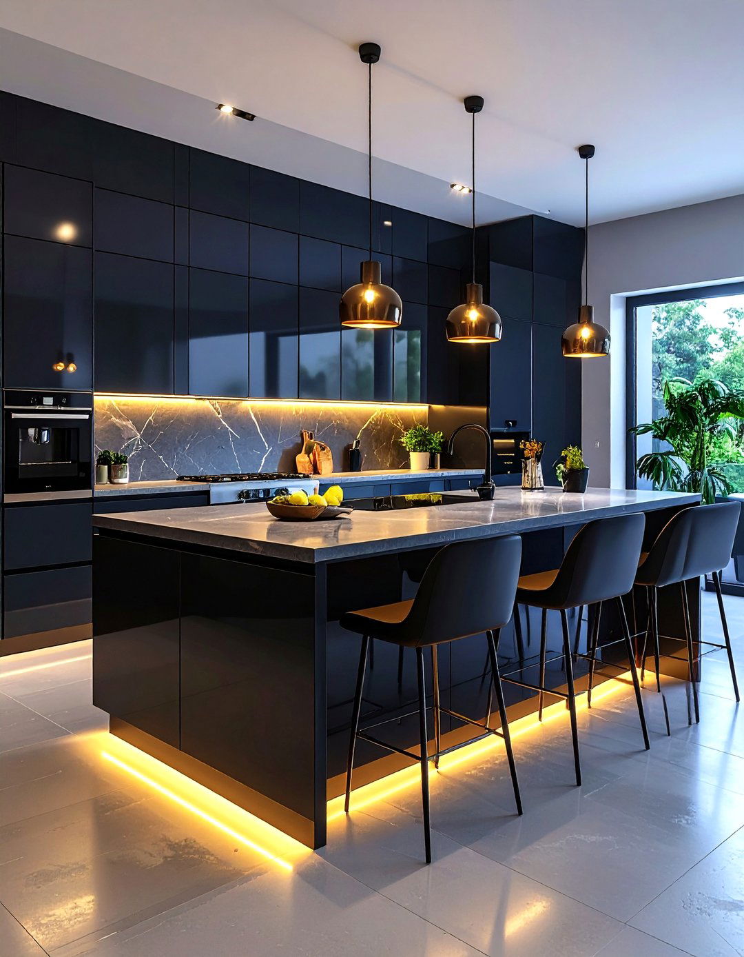 Glossy Black Contemporary Kitchen Island - 24 Black Kitchen Islands