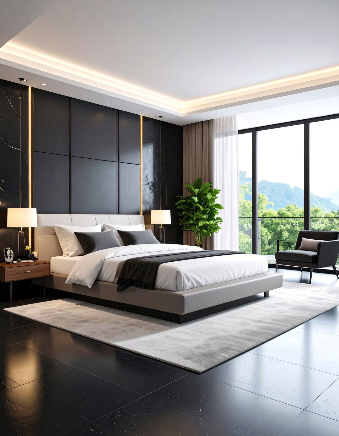 Glossy Black Epoxy Bedroom Floor - 24 Black Floor Bedroom Ideas
