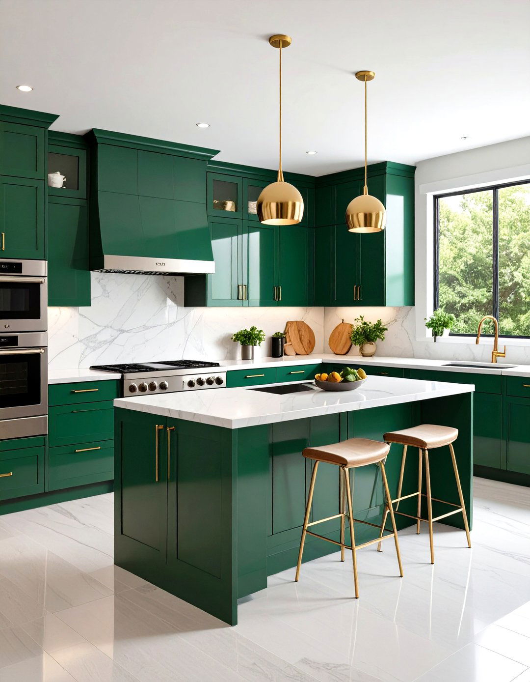 Glossy Emerald Green Lacquered Luxury - 24 Emerald Green Kitchen Ideas