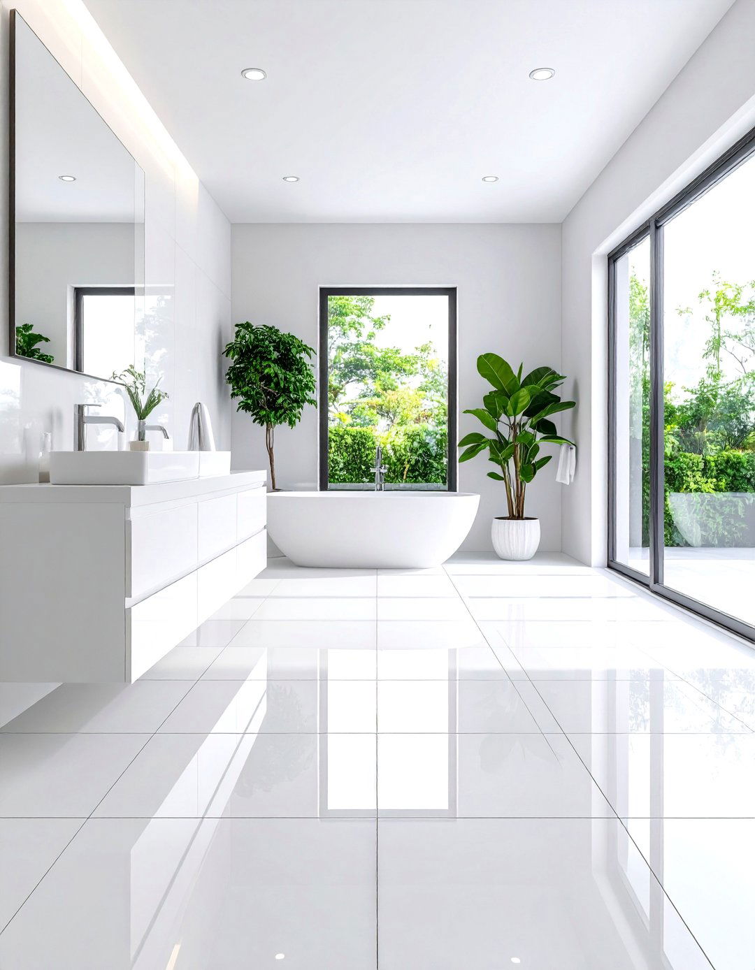 Glossy Reflective Tiles - 24 Small Bathroom Flooring Ideas