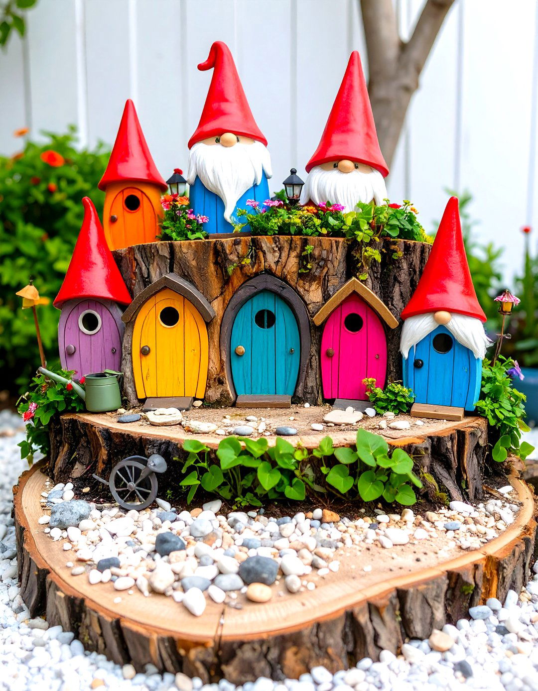 Gnome Village Community Stump Garden - 24 Tree Stump Fairy Garden Ideas
