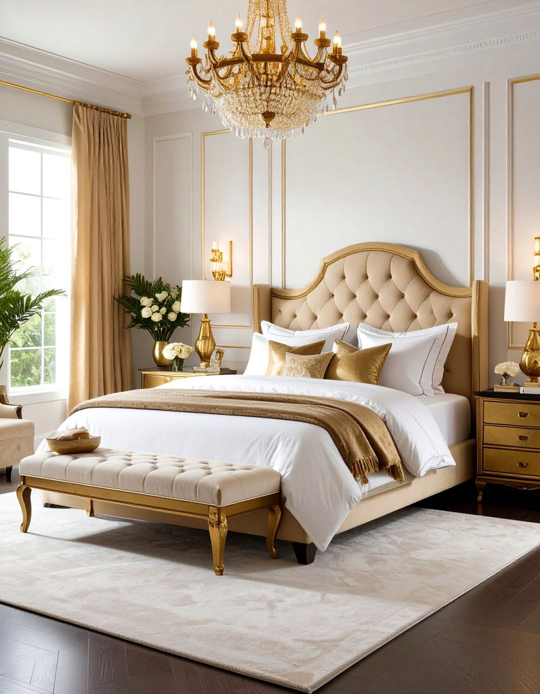 Gold Accent Luxury Bedroom - 24 Asian Bedroom Ideas