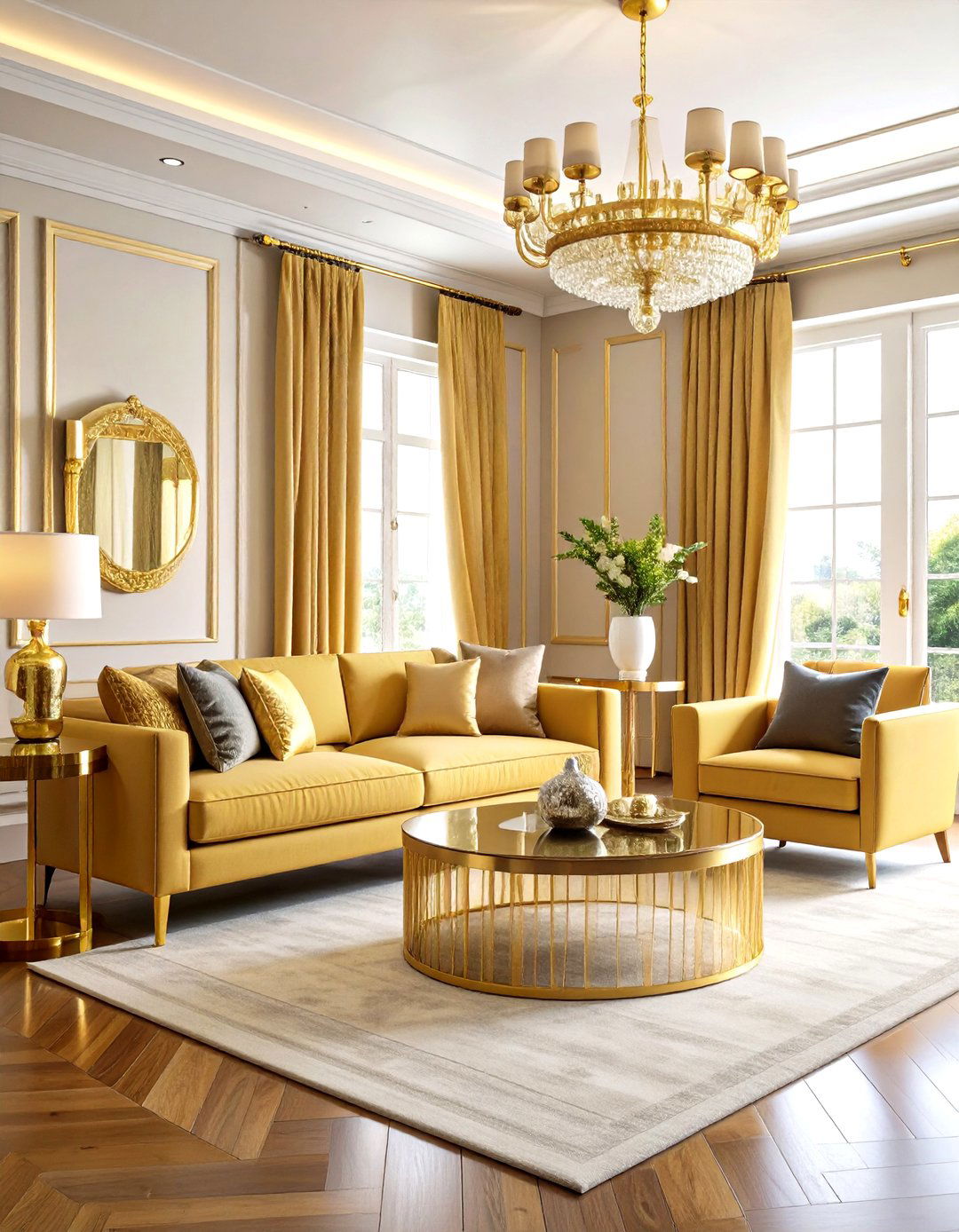 Gold Hardware Integration Throughout - 24 Glam Living Room Ideas