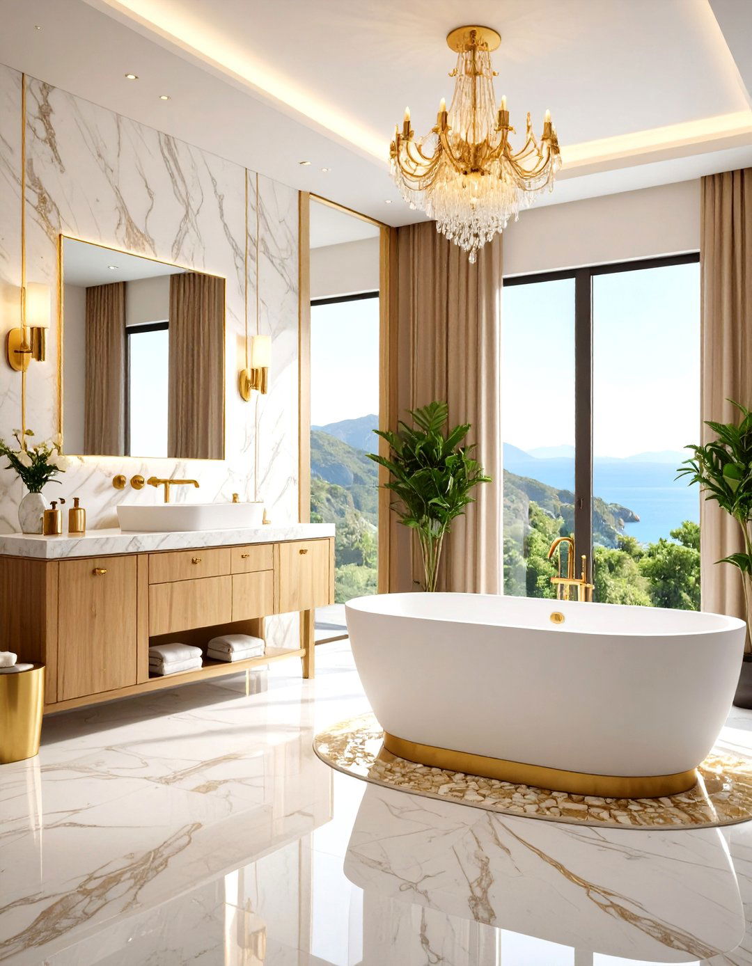 Gold and Marble Spa Luxury Bathroom - 24 Gold Bathroom Ideas