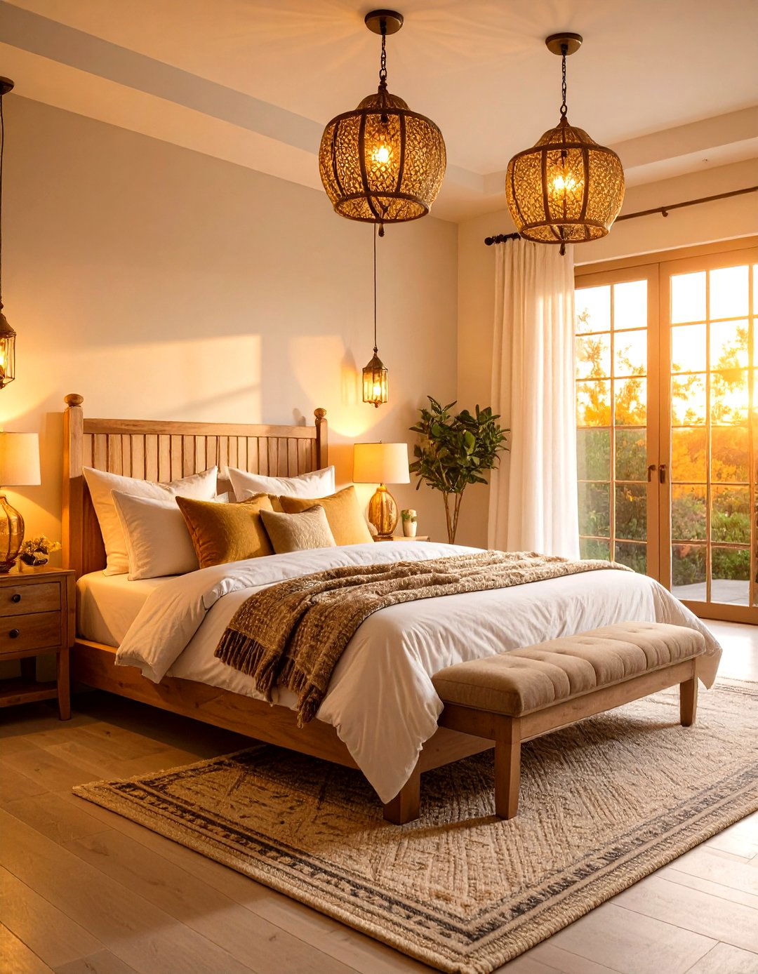 Golden Hour Lighting Design - 24 Greek Bedroom Design Ideas