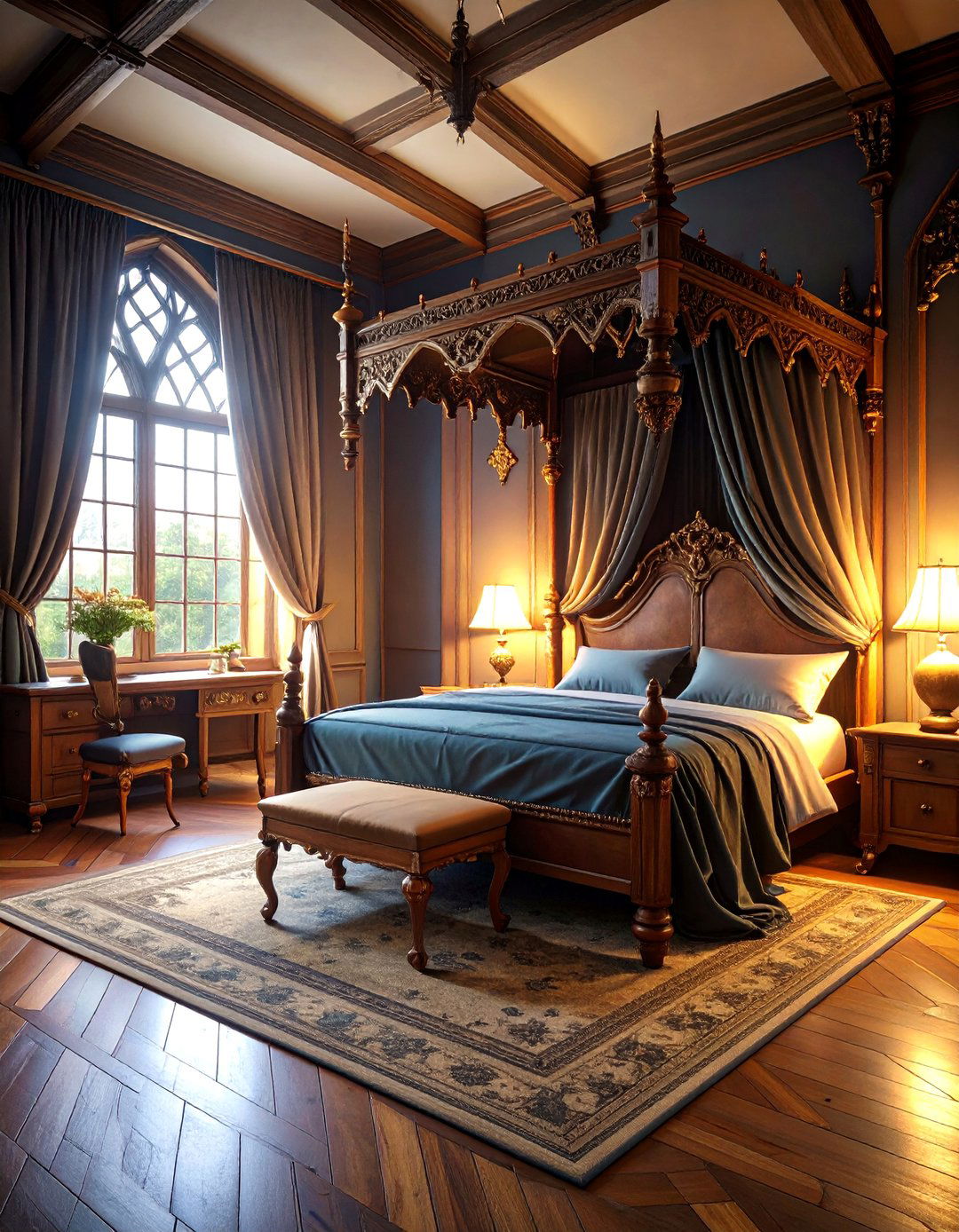 Gothic Bedroom Office with Dramatic Dark Elements - 24 Bedroom Office Ideas