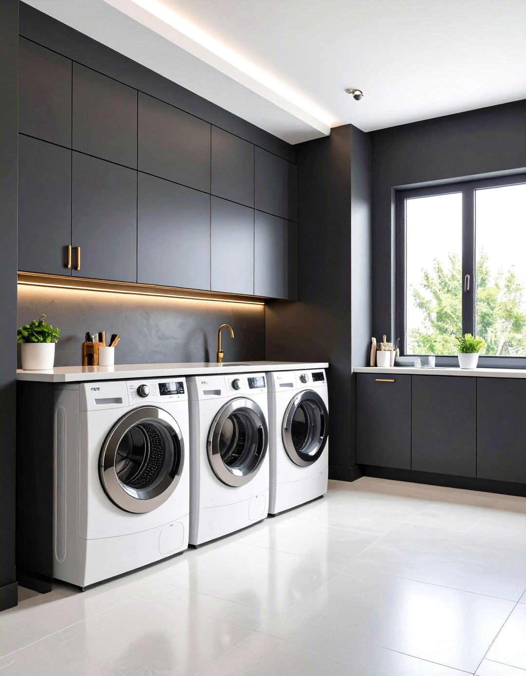 Gothic Black Wall Paint - 24 dark & moody laundry room ideas