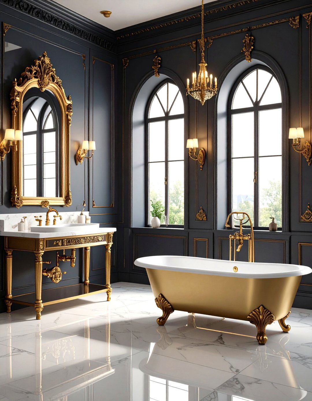 Gothic Brass Fixtures Design - 24 Gothic Bathroom Ideas