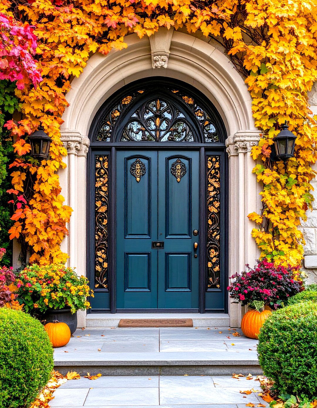 Gothic Door with Carved Foliate Details - 24 Gothic Front Door Ideas