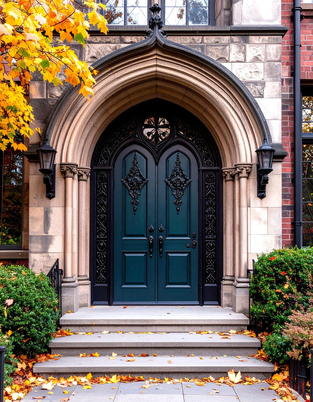 Gothic Door with Decorative Corner Brackets - 24 Gothic Front Door Ideas
