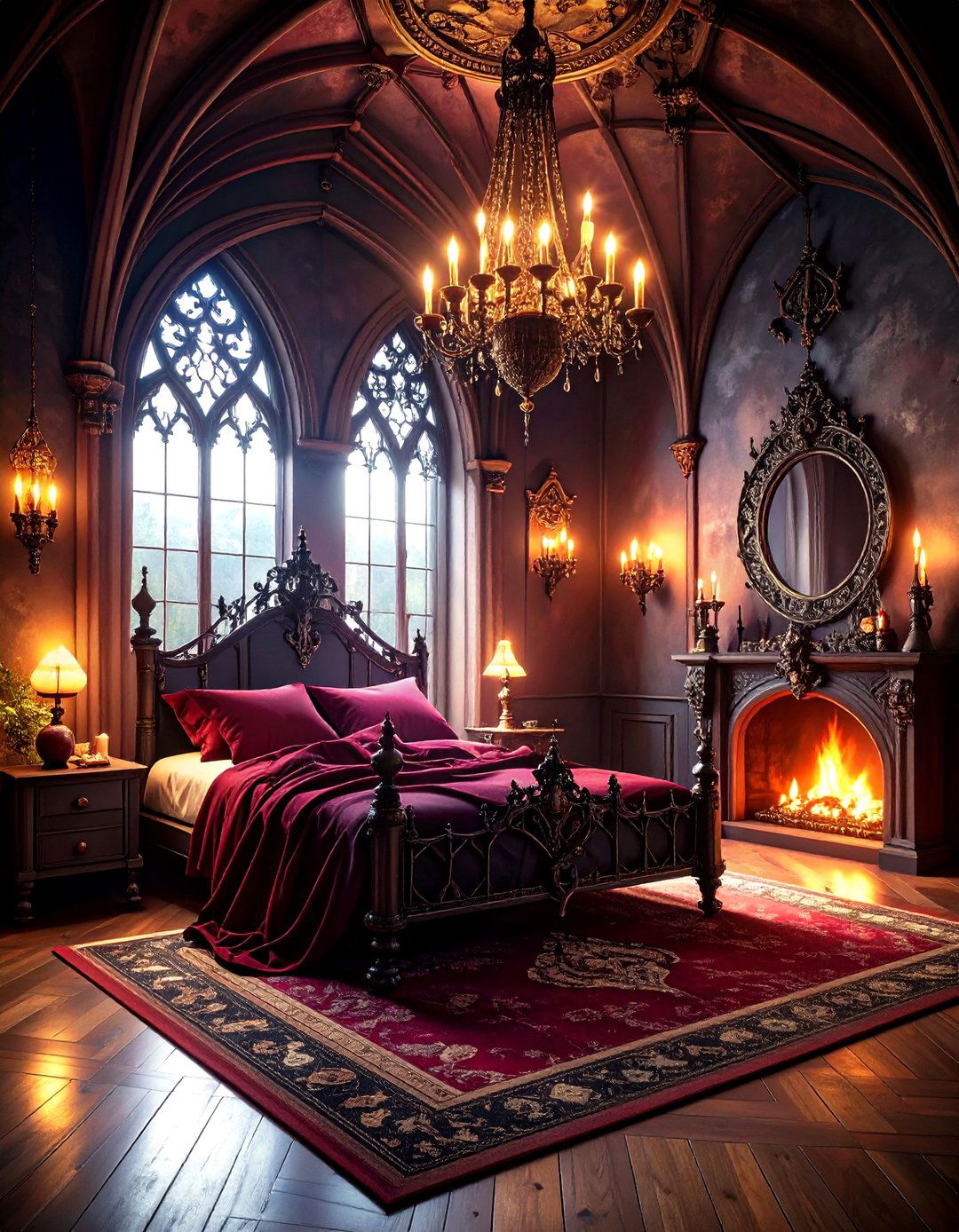 Gothic Gaming Bedroom with Dark Romantic Elements - 24 Gaming Bedroom Ideas