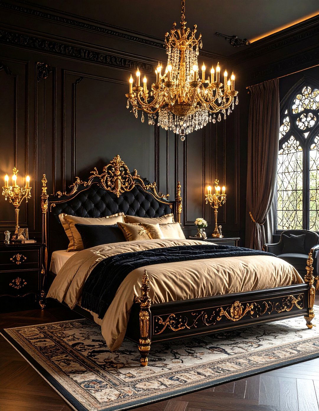 Gothic Gold Drama - 24 Gold Bedroom Ideas