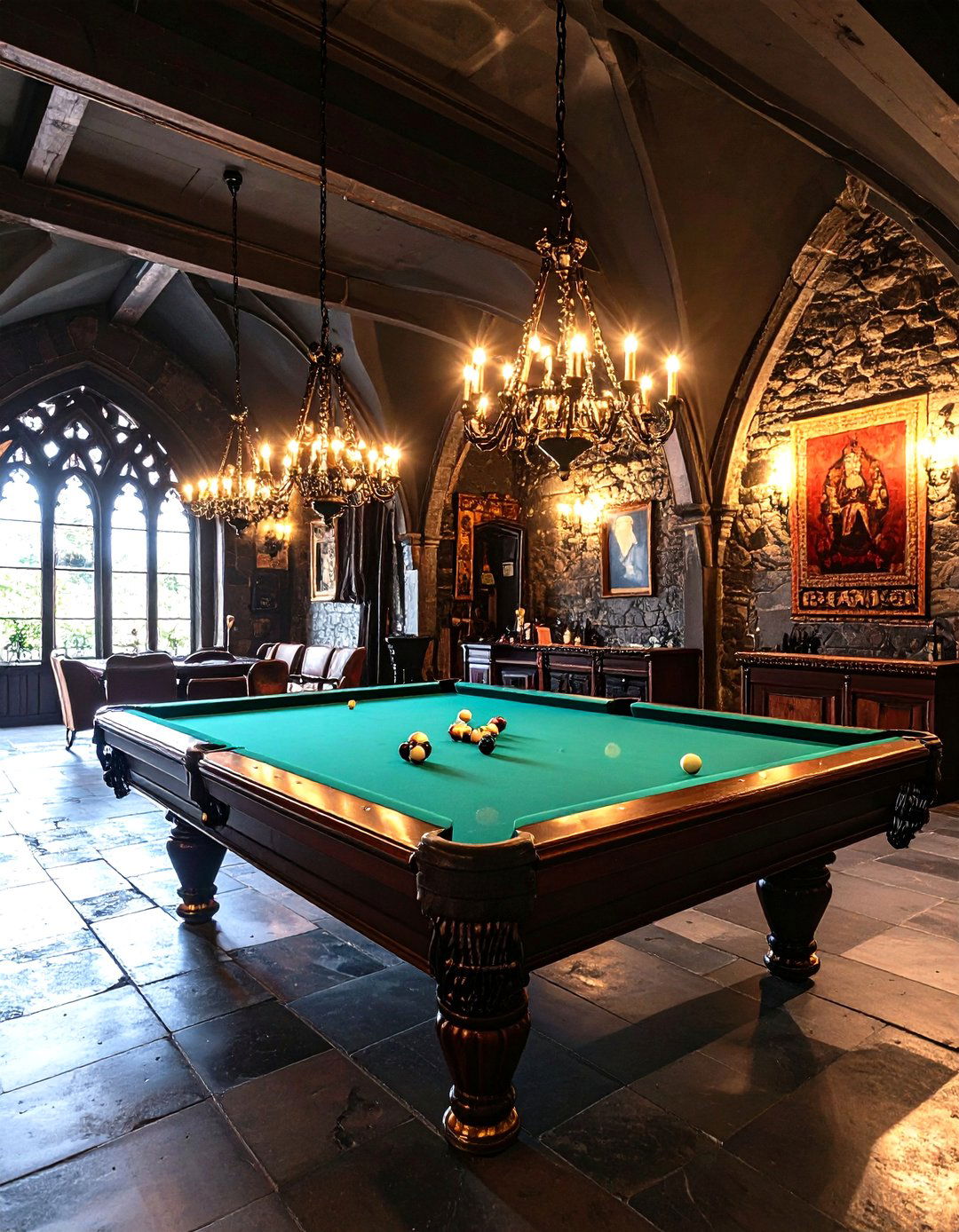 Gothic Manor Pool Room - 24 Pool Table Room Ideas