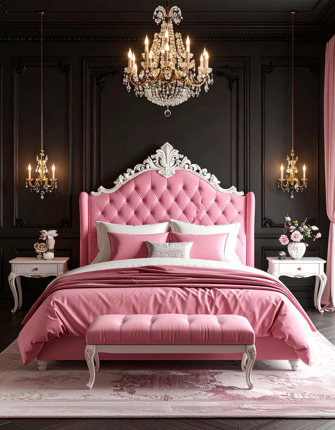 Gothic Pink Romance - 24 Pink and White Bedroom Ideas