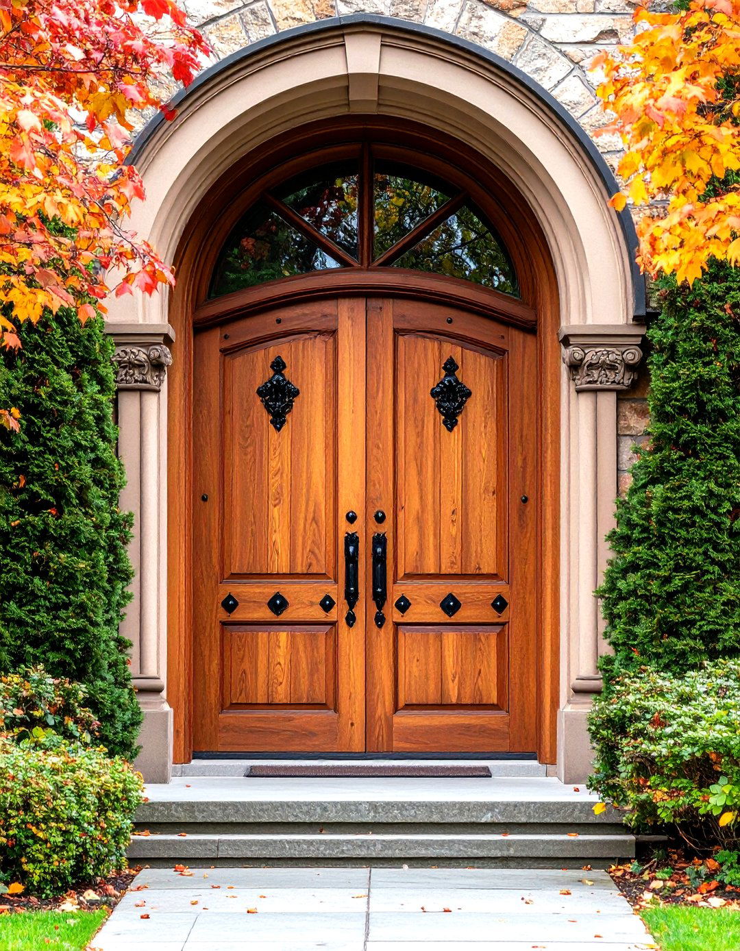 Gothic Plank Door with Decorative Iron Bands - 24 Gothic Front Door Ideas
