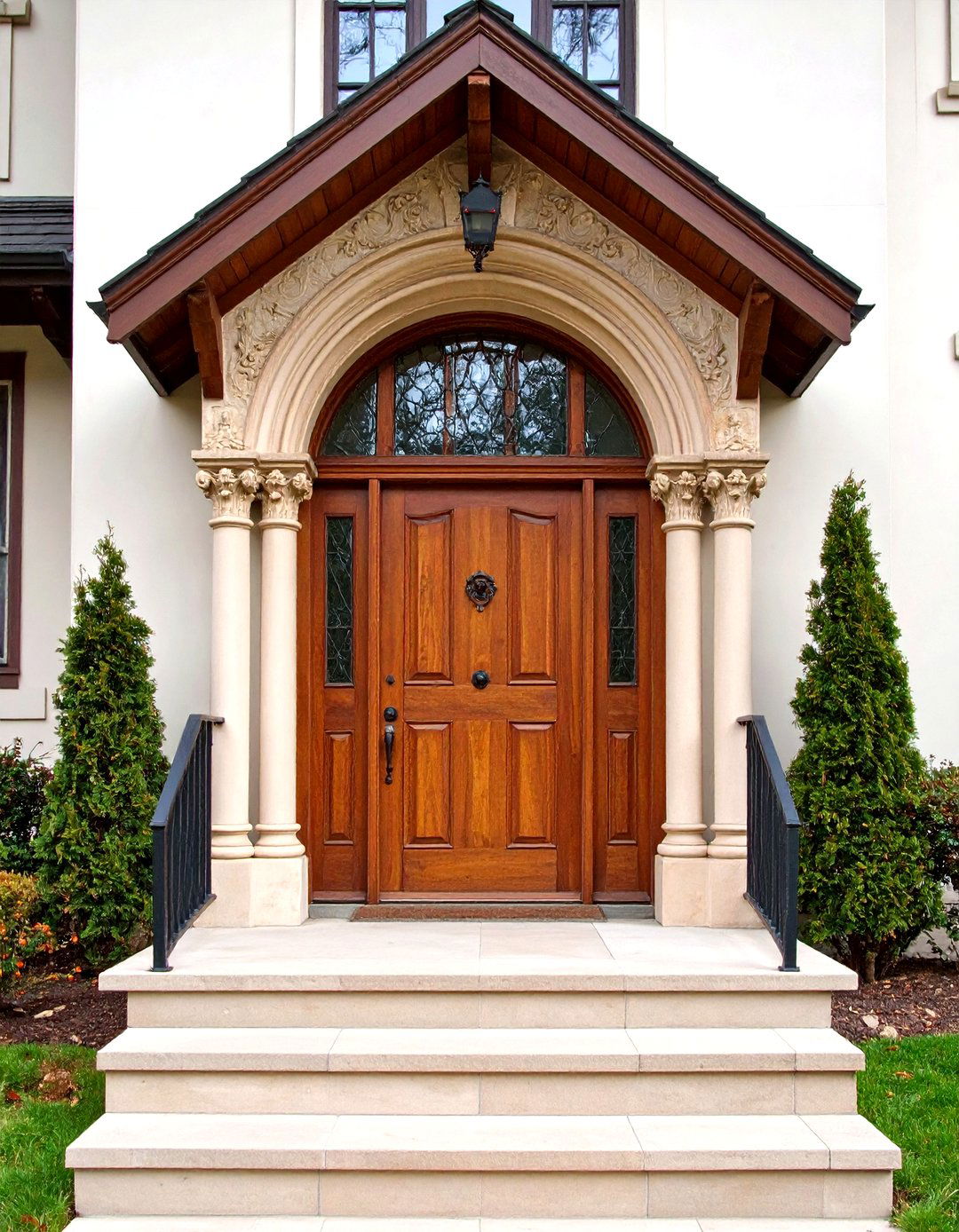 Gothic Revival Door with Carved Stone Surround - 24 Gothic Front Door Ideas