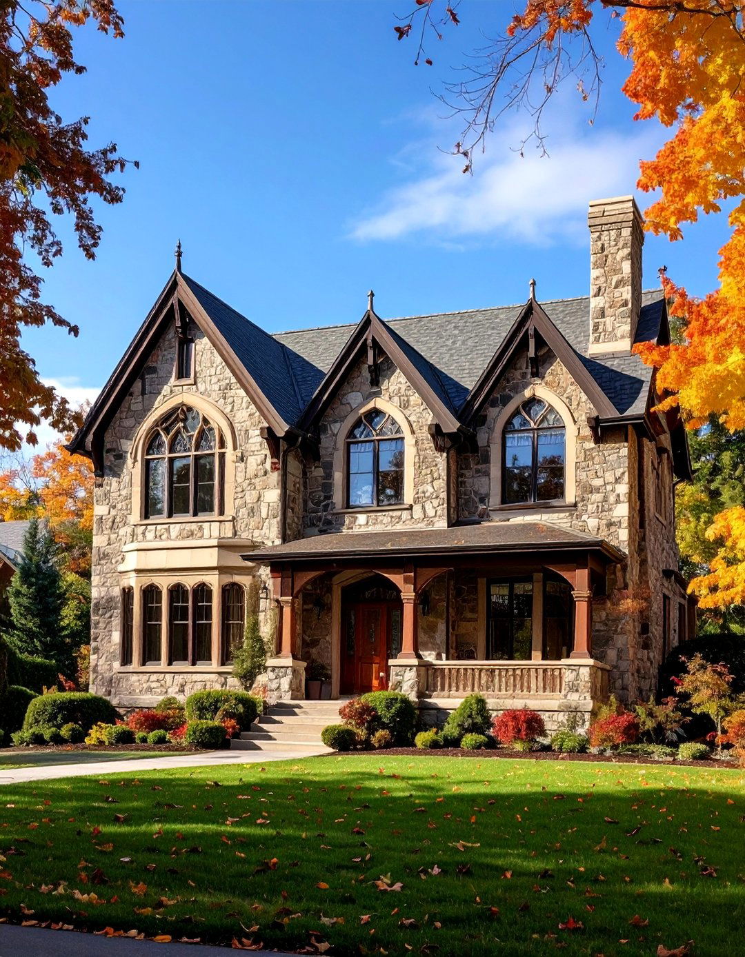 Gothic Revival with Pointed Arch Windows - 24 Aesthetic House Exterior Ideas