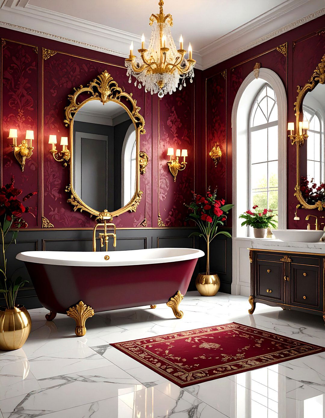 Gothic Wallpaper Bathroom Designs - 24 Gothic Bathroom Ideas