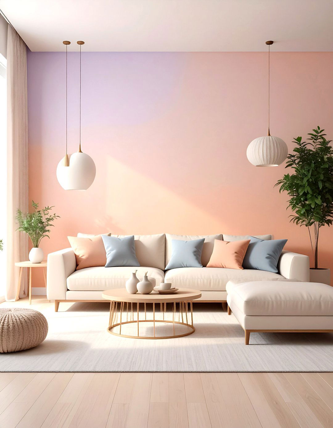 Gradient Pastel Wall Living Room