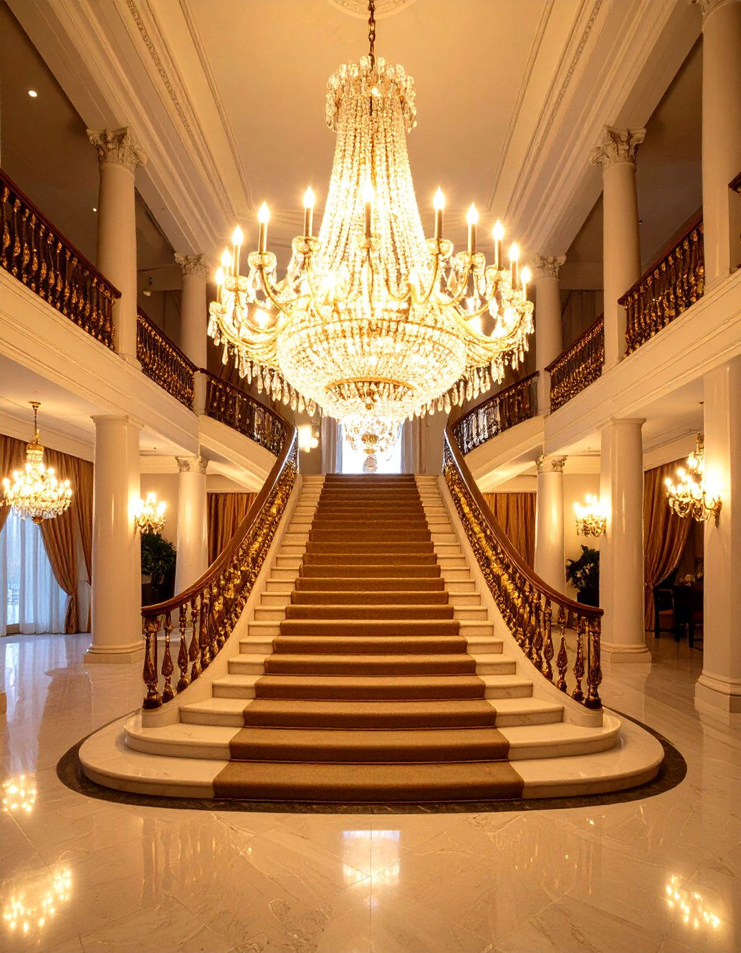 Grand Chandelier Staircase Entrance - 24 Wedding Entrance Ideas