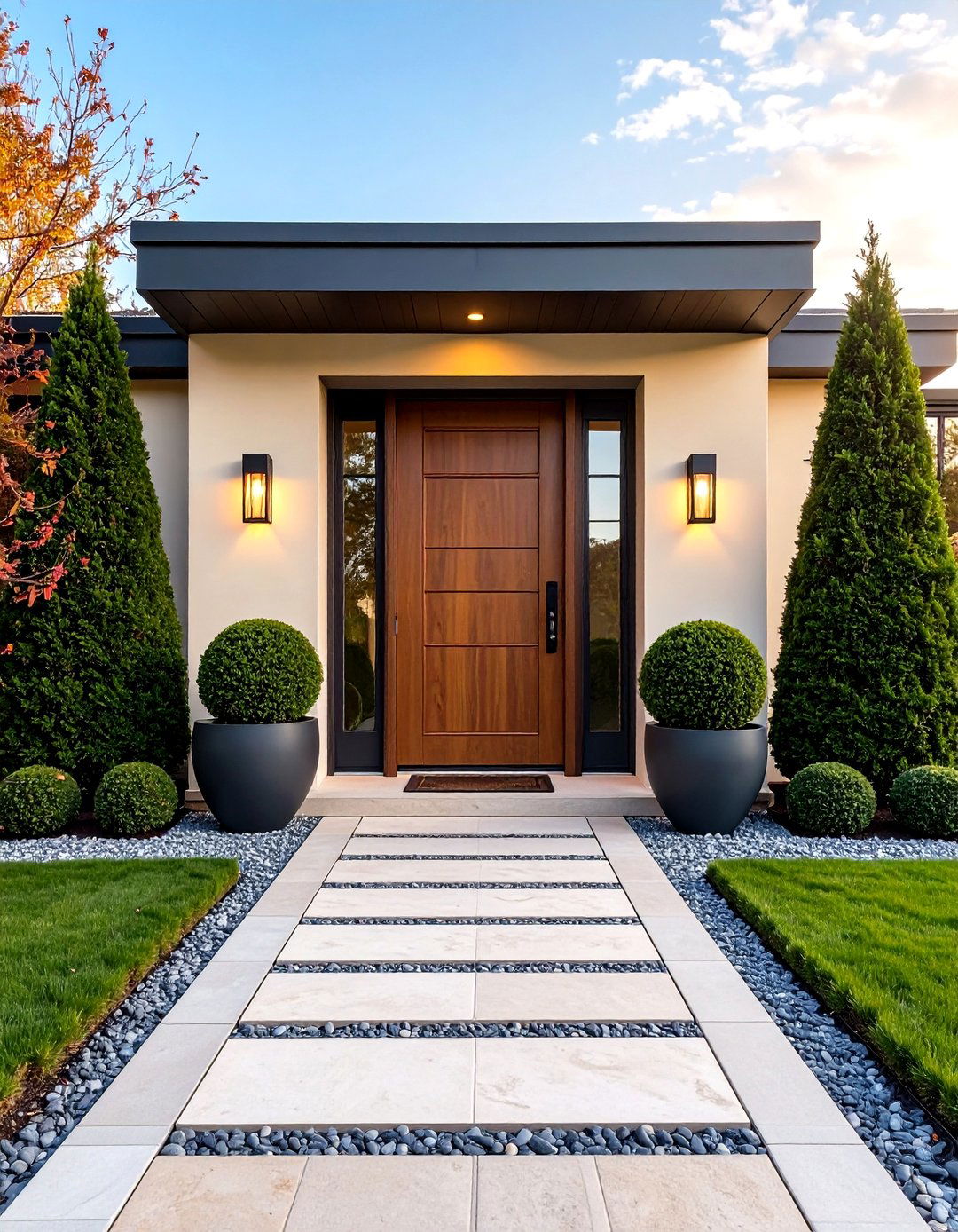 Grand Entrance Boxwood Flanking Design - 24 Front Yard Boxwood Shrubs