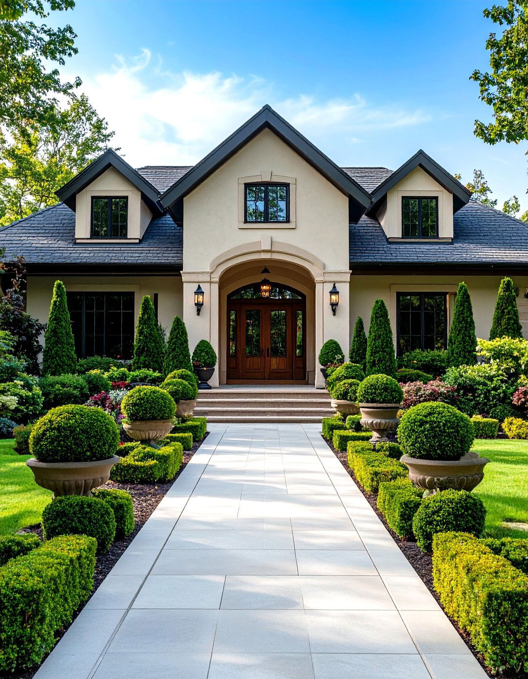 Grand Entrance Gateway Planting - 24 Front Yard Boxwood Designs