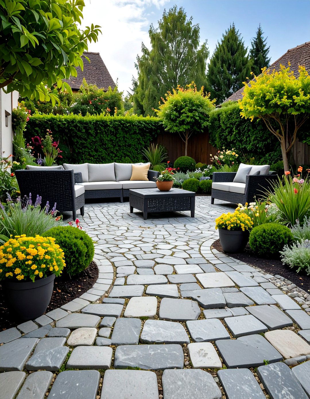 Granite Cobblestone Style Patio - 24 Stone Patio Ideas
