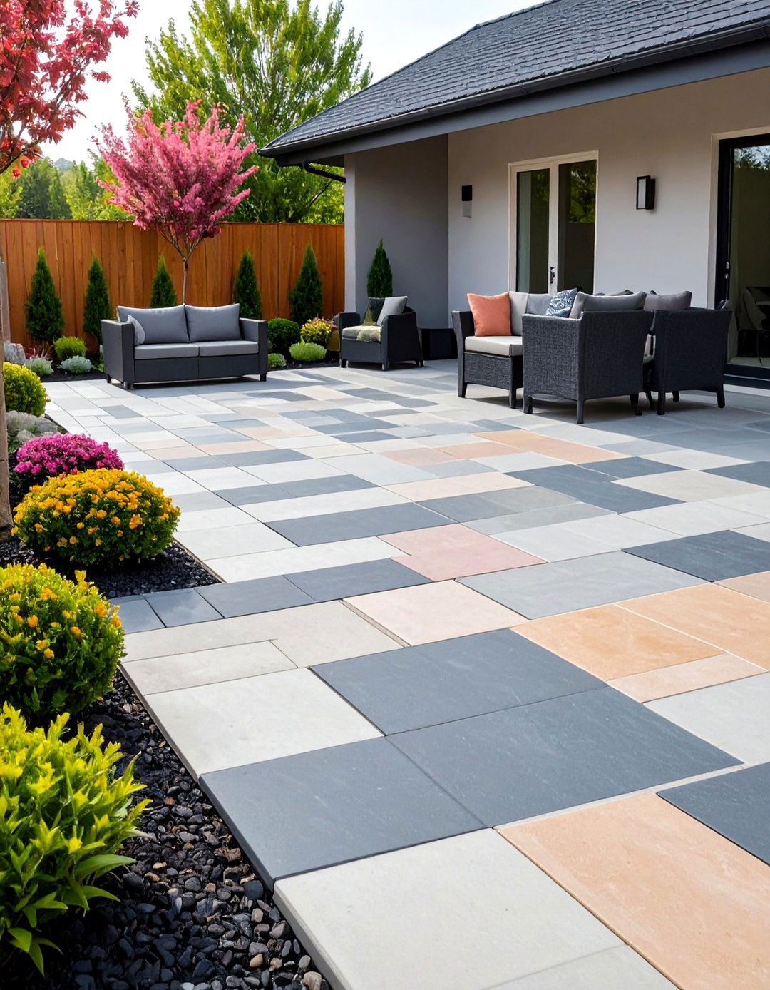 Granite Mixed Color Design - 24 cobblestone patio ideas