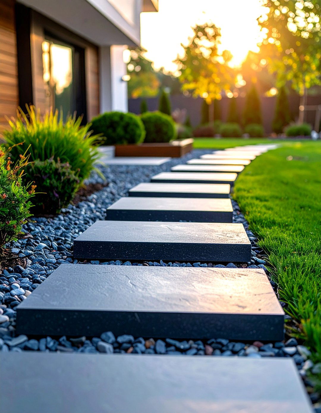 Granite Slab Stepping Stones - 24 Stone Walkway Ideas