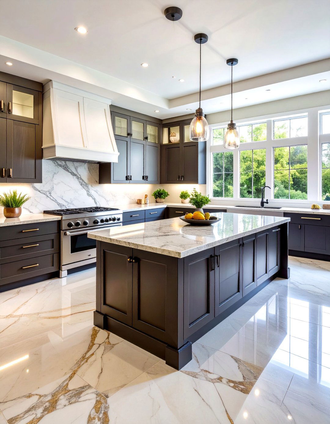 Granite Slab with Dramatic Veining - 24 Kitchen Splashback Ideas