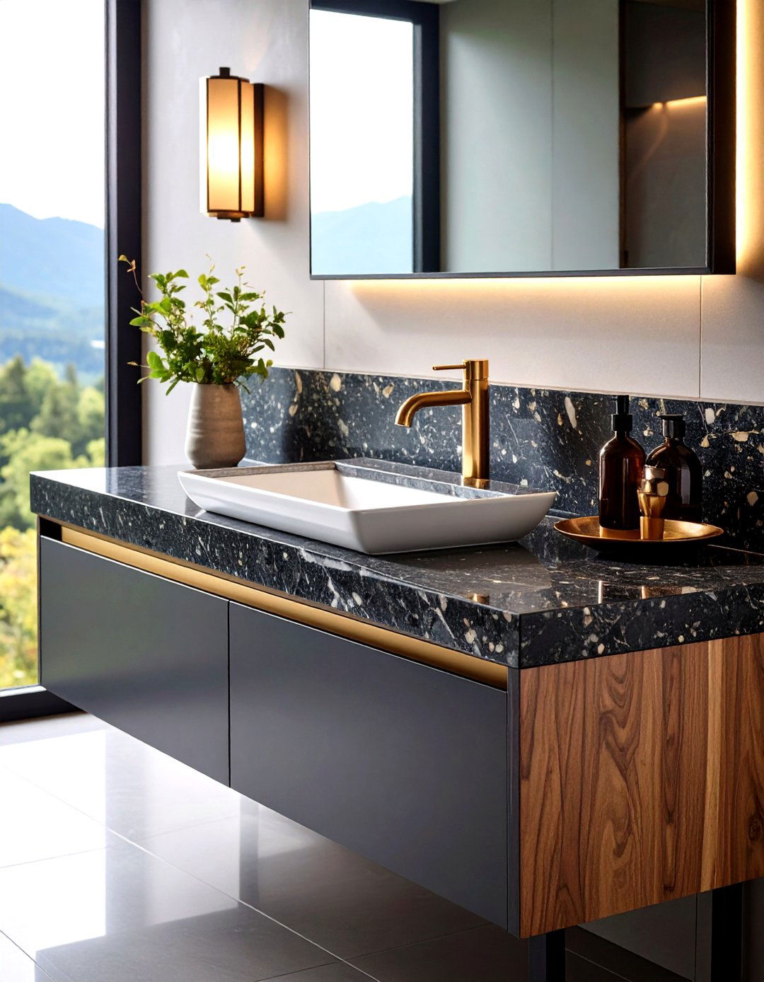 Granite Vanity Tops with Integrated Sinks - 24 Stone Bathroom Ideas