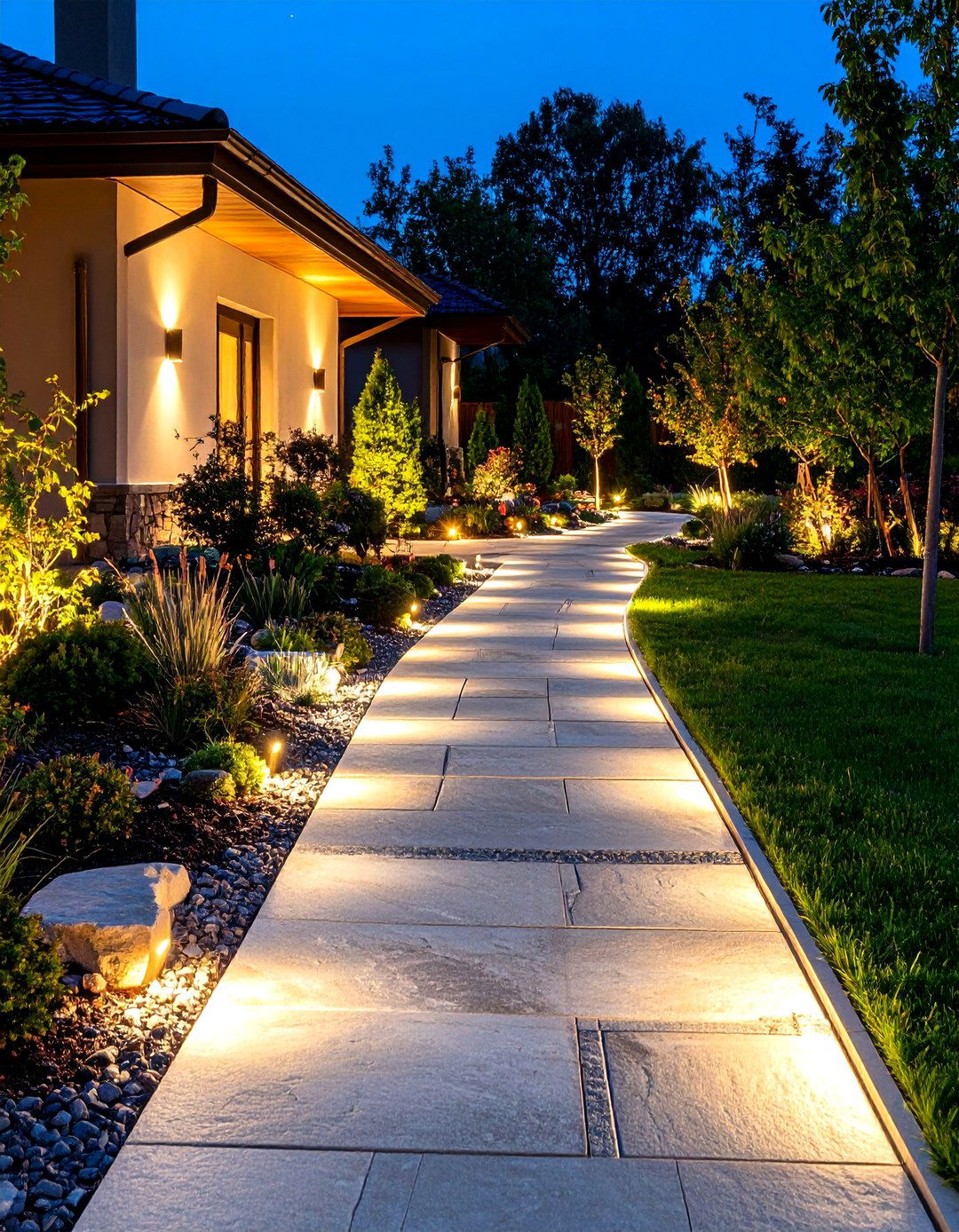 Granite Walkway with Integrated Lighting - 24 Granite Walkway Ideas