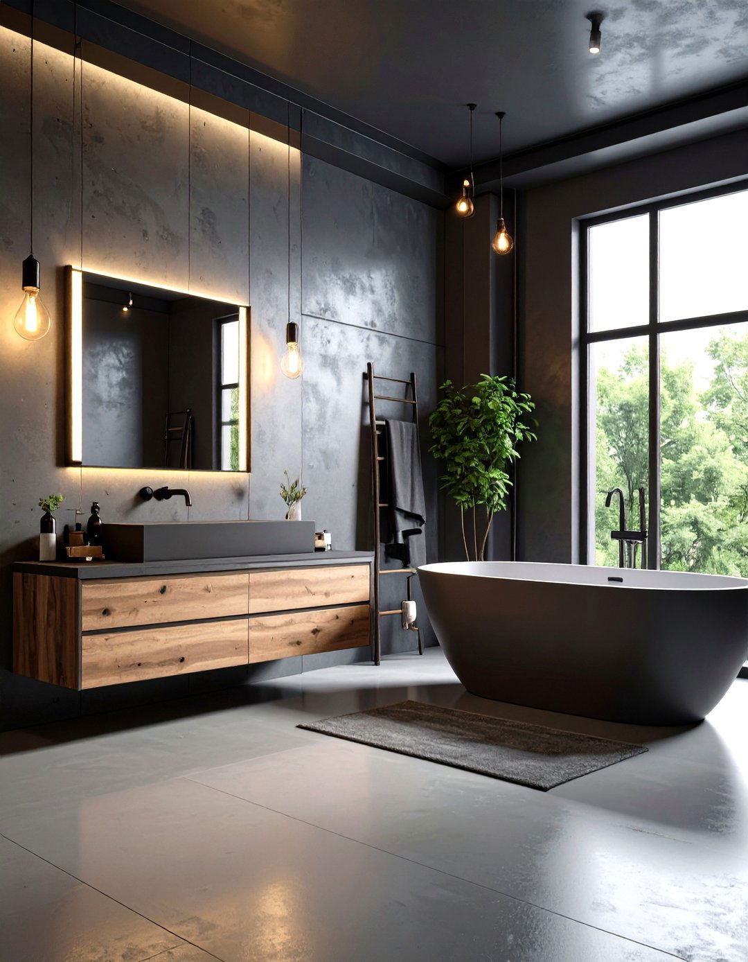 Graphite Metal Workshop Bathroom Industrial - 24 Dark Bathroom Ideas
