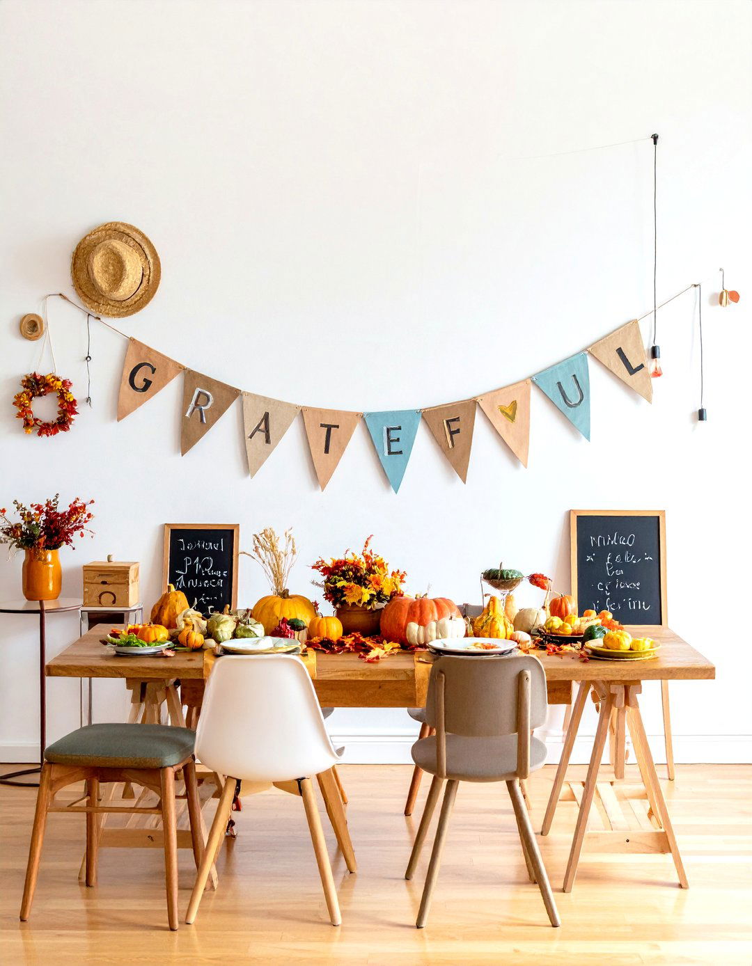 Grateful Banner Wall Display - 24 Thanksgiving Decor Ideas