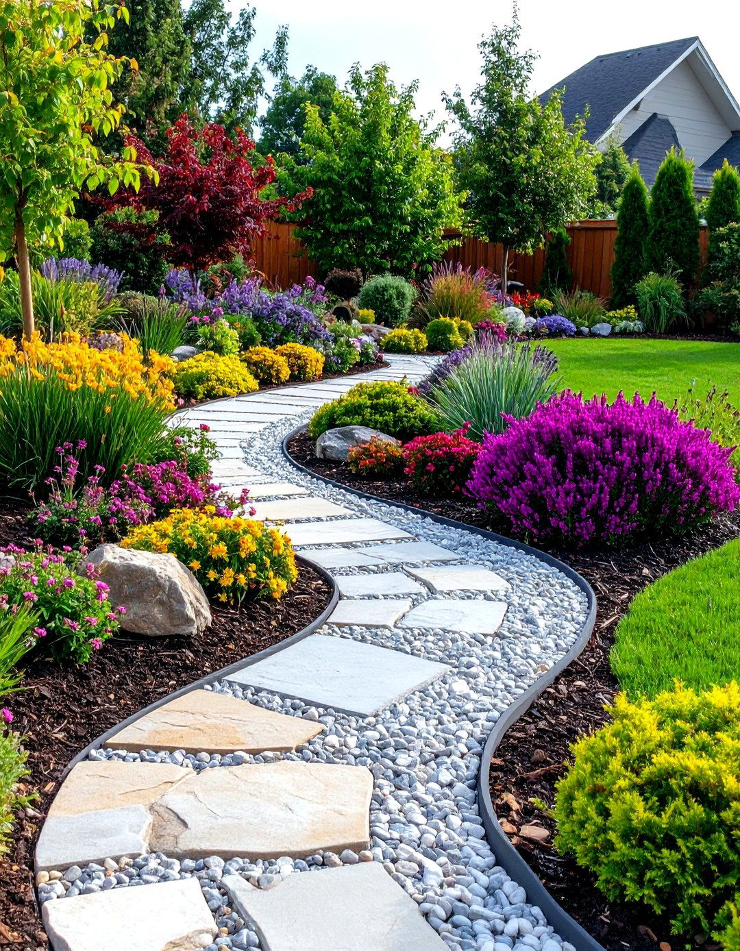 Gravel and Paving Terraced Integration - 24 Terraced Garden Ideas