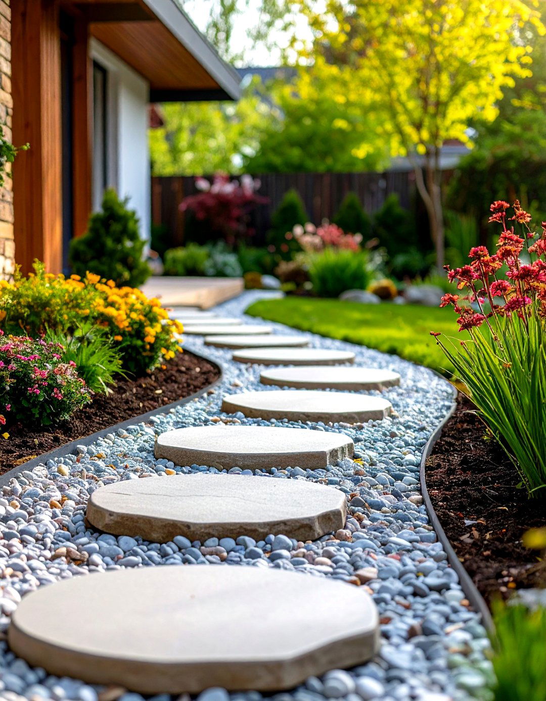 Gravel and Stepping Stone Combinations - 24 Natural Walkway Ideas