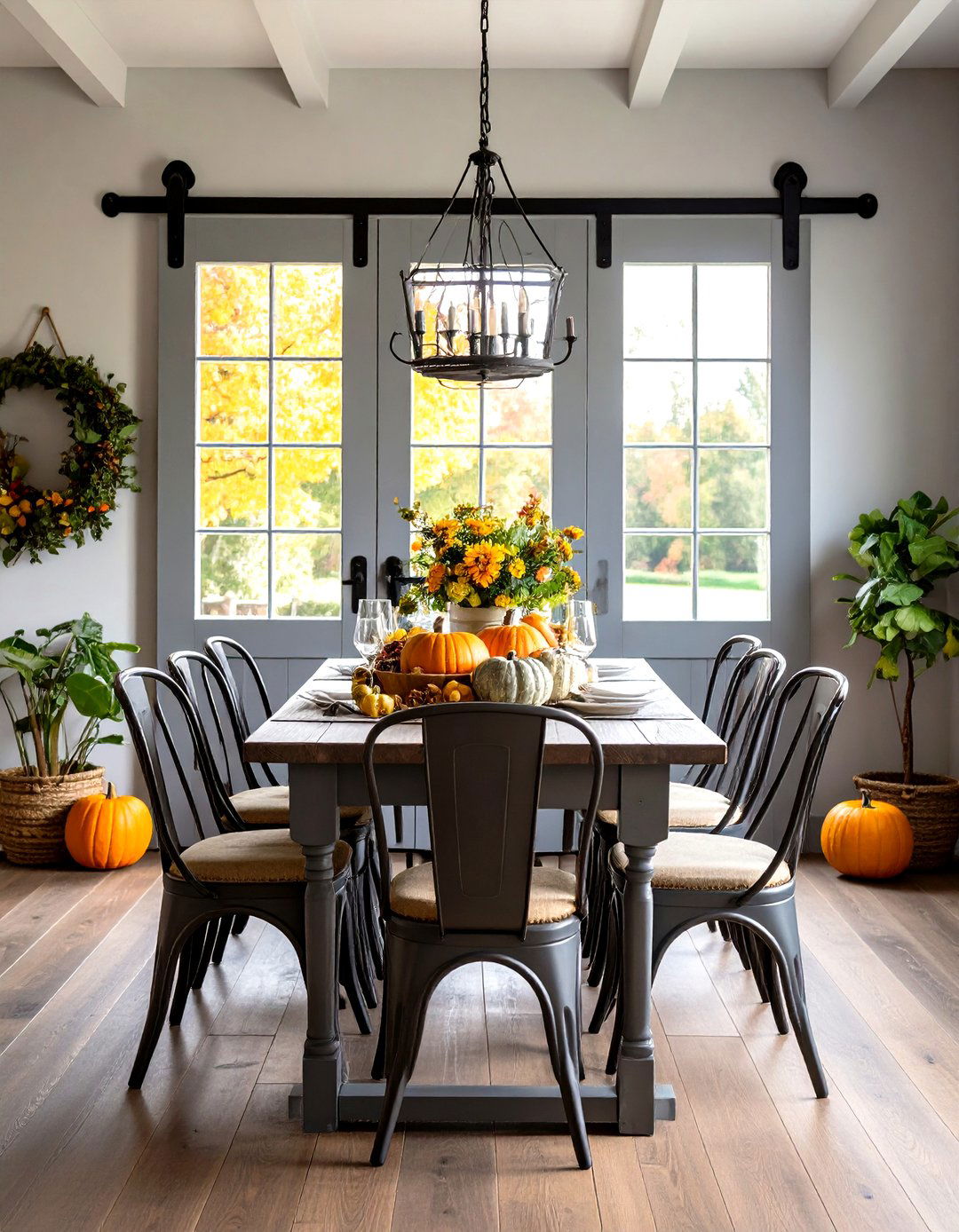 Gray Barn Door Dining Feature - 24 Gray Dining Room Ideas