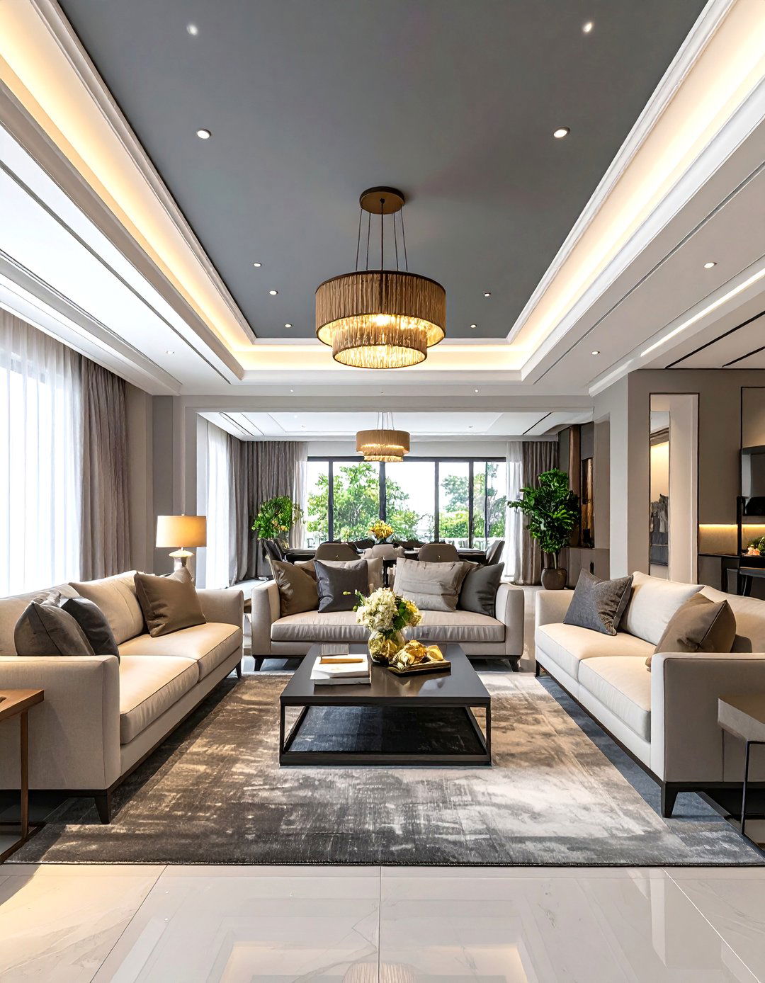 Gray Ceiling Feature Living Room - 24 Gray Living Room Ideas