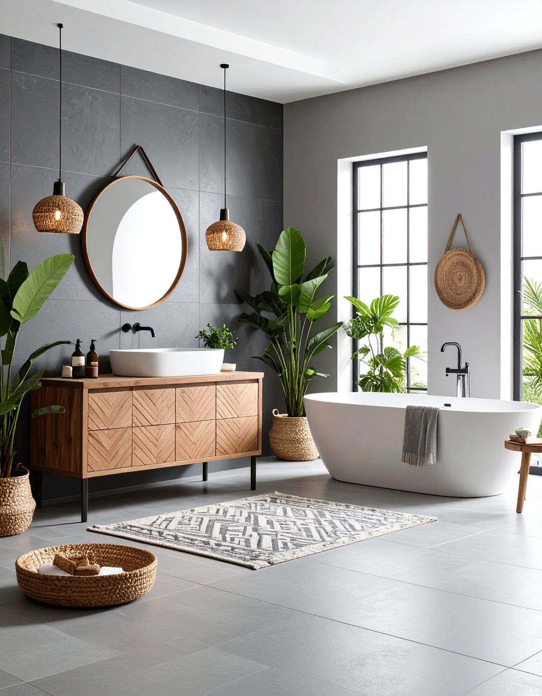 Gray Cement Tile Bathroom Patterns - 24 Gray Floor Bathroom Ideas