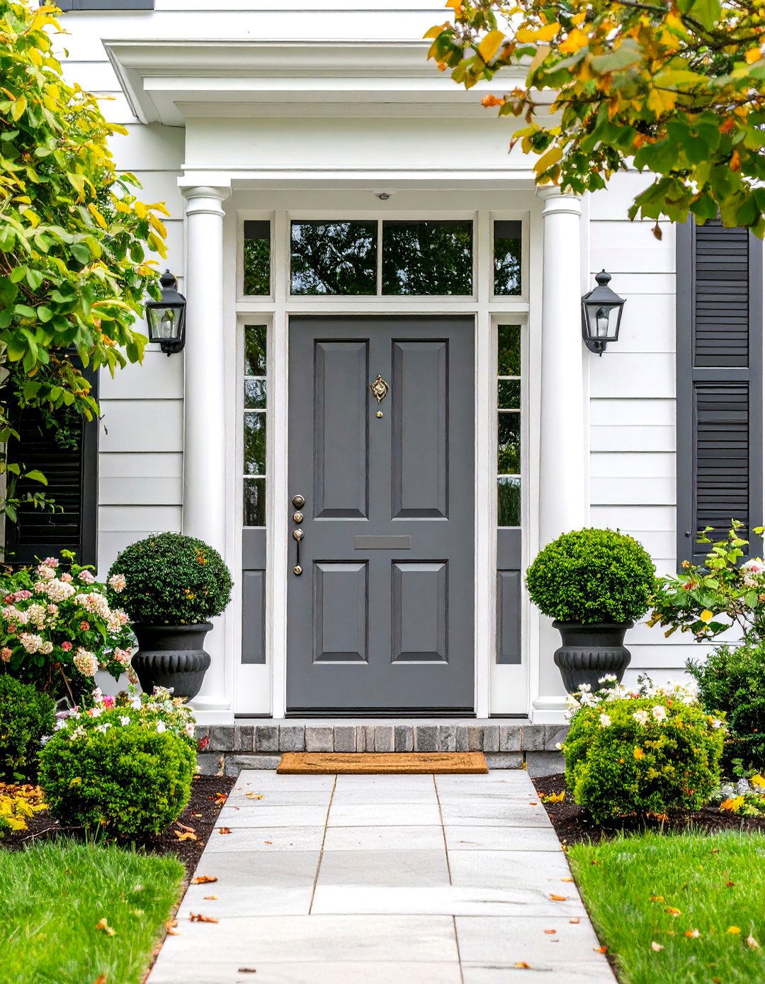 Gray Colonial Contemporary Update - 24 Colonial Front Door Ideas