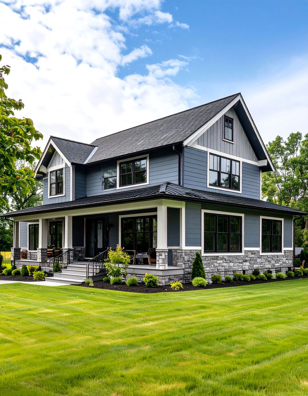 Gray Green Modern Farmhouse Style - 24 Green Exterior House Paint Ideas